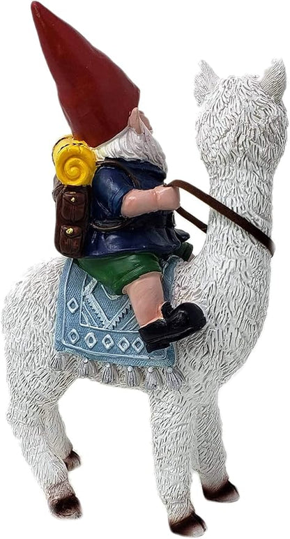 Funny Guy Mugs Gnome and a Llama Statue- Indoor/Outdoor Garden Gnome Sculpture for Patio, Yard or Lawn