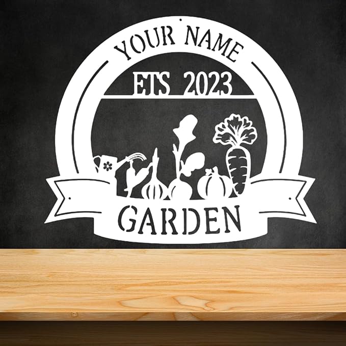 CFC0121321 Vegetable Farm Sign - Outdoor Decor, Personalized Metal Garden Plaques, Custom Name Signs for Men, Women, Mom, Dad, Rustic Decorations