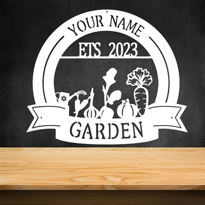 CFC0121321 Vegetable Farm Sign - Outdoor Decor, Personalized Metal Garden Plaques, Custom Name Signs for Men, Women, Mom, Dad, Rustic Decorations