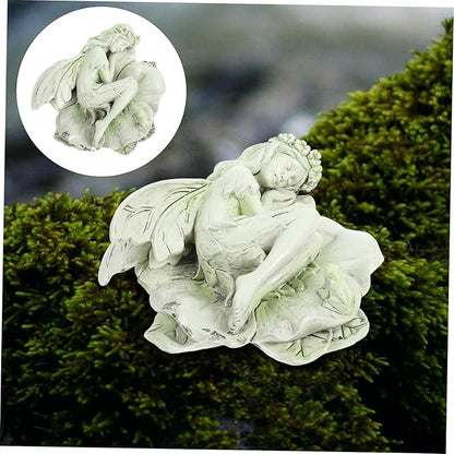 Toyvian Sleeping Resin Figurine Garden Statue Decor for Home Outdoor Lightweight Sculpture for Desk Elegant Fairy Ornament
