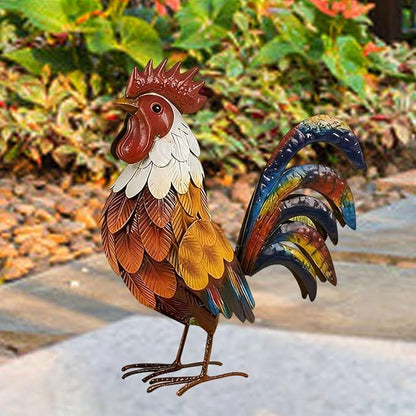 HouseVibe Outdoor Garden Statue Lawn Ornament Metal Figurine Yard Sculpture for Patio Outside Home Backyard- White Red Yellow