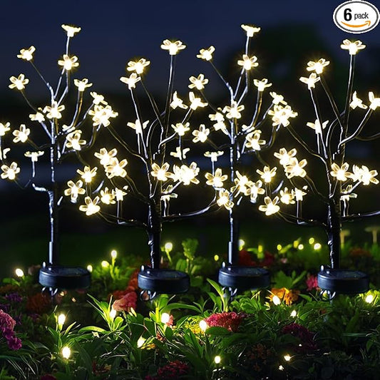 Solar Garden Lights Outdoor Waterproof,Garden Decor Solar Flowers For Outside Decorative,6Pack 2Modes Solar Powered Fairy Outdoor Decorations for Yard Patio Pathway, Gardening Gifts Mothers Day