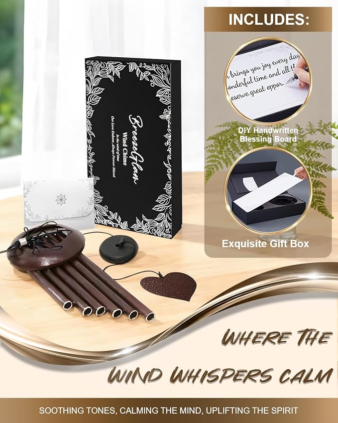 32" Memorial Wind Chimes Deep Tone Outdoor, C Major Tuned Aluminum Wind Chime with Gift Box & Envelope, Sympathy Wind Chime for Garden Decor Hanging, Heart Pendant, Bronze