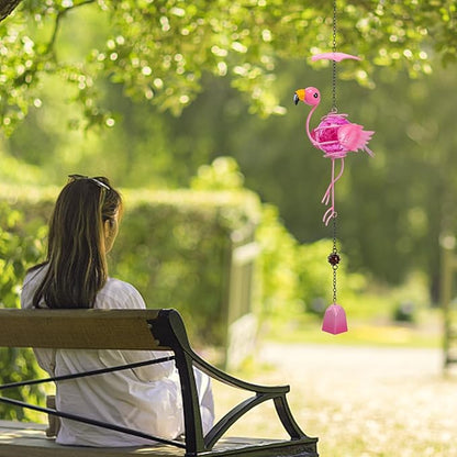 MUMTOP Flamingo Wind Chimes for Outside - 2 Pack Flamingo Gifts for Women, Decorative Wind Bell Hanging Ornaments Pendant Indoor Outdoor Window Yard Porch Decor