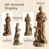 Giantex St. Francis Garden Statue with Bird Feeder, 24.5'' Outdoor Saint Francis Statue with Animals, Weather-Resistant Magnesium Oxide Religious Sculpture for Garden Patio Prayer Catholic Yard Decor