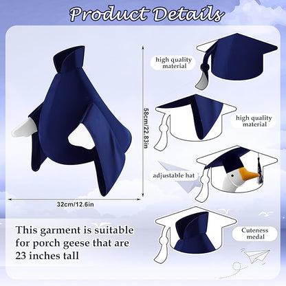 Graduation Goose Outfit for 23'' High Cement Goose Statue, Lawn Porch Clothes Cute Grad Yard Statue Outfit for Patio Outdoor Garden Decoration(Dark Blue)