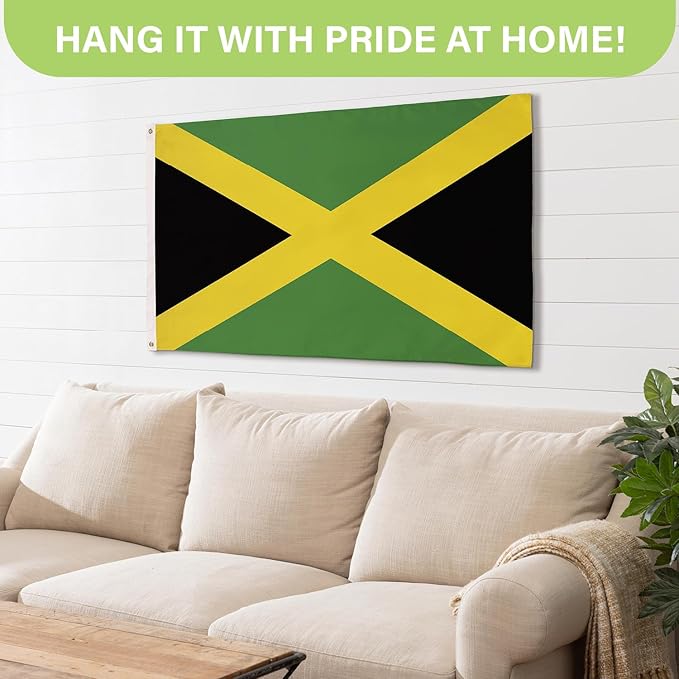 Evergreen Jamaica Flag 3x5 Outdoor Double Sided, National Flags for Outside with Grommets, Jamaican Flag 3-Ply Banners for Garden Patio, Indoor Wall Decor for Room, Works with Standard Estate Flag Poles