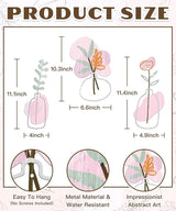 Putuo Decor 3Pcs Metal Flower Wall Art, Minimalist Flower Vase Bathroom Wall Decor, Rustic Farmhouse Decor for Living Room, Bathroom, Bedroom, Elegant Housewarming Gift(Pink)