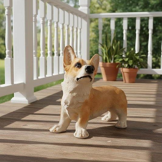 Brown Corgi Statues Outdoor Decorative, Dog Memorial Statue for Yard Lawn Patio Porch, Garden Pet Grave Marker Figures,
