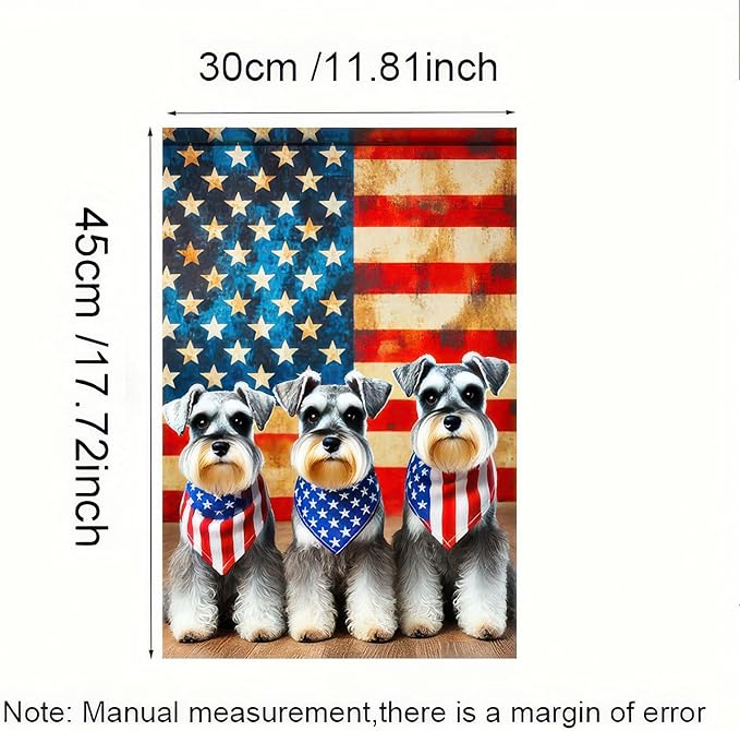 BlissYard Patriotic Schnauzer Garden Flag 12x18 Inch Double Sided Vertical Cute Puppy Small Yard Flag American Flag Dog Outdoor Decor Lawn Garden Banner 4th of July Independence Day Decoration
