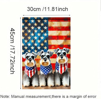 BlissYard Patriotic Schnauzer Garden Flag 12x18 Inch Double Sided Vertical Cute Puppy Small Yard Flag American Flag Dog Outdoor Decor Lawn Garden Banner 4th of July Independence Day Decoration