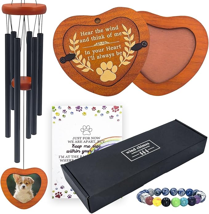 Pet Memorial Wind Chimes，Loss Pets Sympathy Gift Dogs Passing Away Gift, Remembrance Bereavement Gift,in Memory of Dogs Cats Gifts