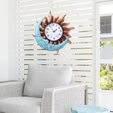 MUMTOP 14 Inch Sun and Moon Outdoor Clock, Outside Waterproof Wall Clock with Thermometer for Patio Pool Living Room Home Decor