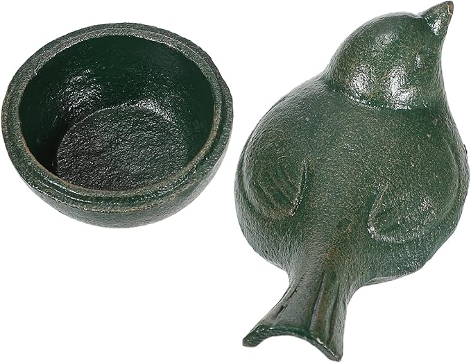 JUXYES Bird Cast Iron Key Hider Outside Spare Door Key Box Outdoor Small Garden Statues Ornament, Bird Indoor Decoration Jewelry Trinkets Box for Key, Ear Studs, Ring, Paper Clip