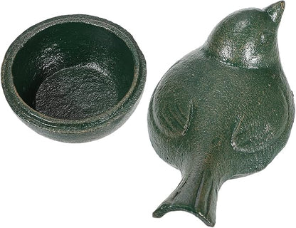 JUXYES Bird Cast Iron Key Hider Outside Spare Door Key Box Outdoor Small Garden Statues Ornament, Bird Indoor Decoration Jewelry Trinkets Box for Key, Ear Studs, Ring, Paper Clip