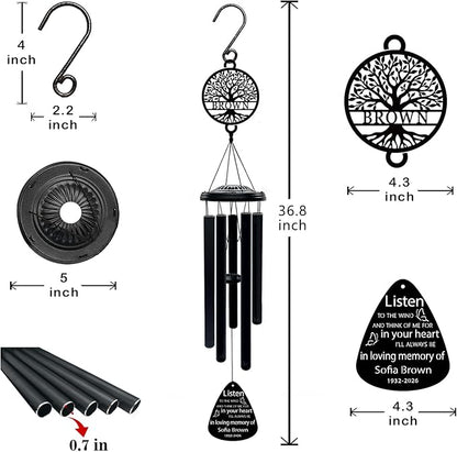 Personalized Memorial Wind Chimes for Loss of Loved One Sympathy Gift in Memory Windchimes Outdoors Bereavement Gifts Remembrance Gift for Loss of Mom Dad (Memorial 2)