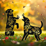 Dog Metal Garden Decor for Outside, 2 Pack 17" Garden Stakes Decorative, Black Silhouette Yard Decor for Dog Lovers Outside, Outdoor, Patio, Lawn Ornaments