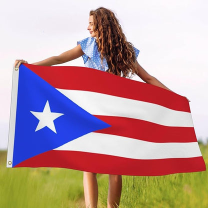 Puerto Rico Puerto Rican Flag Tapestry 3x5 FT for Outdoor Puerto Rican National Flags with 2 Brass Grommets for Yard House Garden Decor Vivid Color Durable Polyester（Blue）