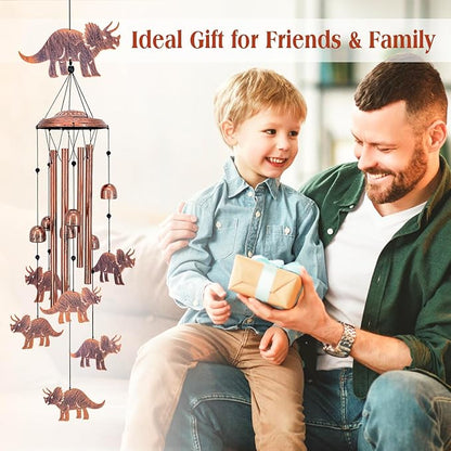 Dinosaur Wind Chimes Outdoor Dinosaur Gifts for Women Men Mom Dad Birthday Unique Gardening Gifts Metal WindChimes for Outside/Indoors, Lawn, Patio, Home, Yard Decor, Garden Decorations