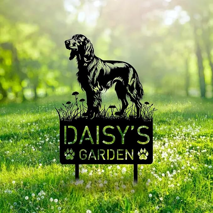 Custom Irish Setter Dog Metal Memorial Garden Stake Personalized Pet Grave Marker Name Sign Remembrance Stake Decor Sympathy Dog Loss,Outdoor Statues for Yard Garden Lawn Patio Pathway Grave.