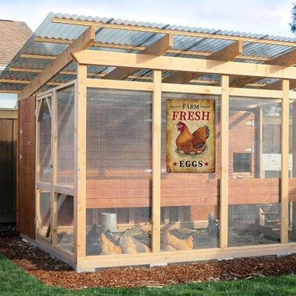 Chicken Tin Signs Farm Fresh Eggs Sign Vintage Country Chicken Hen Rooster Tin Signs Store Market Country Farm Barn Outdoor Wall Decor 8x12 Inch