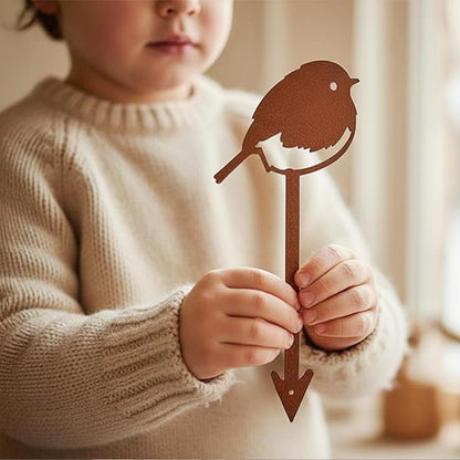 Chickadee Small Bird Metal Garden Stake – Powder-Coated Rust-Resistant Mini Bird Plant Pick for Pots & Planters, Cute Indoor/Outdoor Garden Decor
