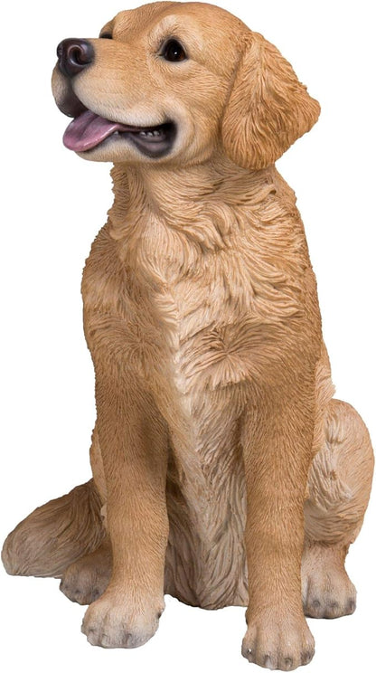 HI-LINE Sitting Golden Retriever Dog Outdoor Garden Statue - 14"