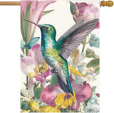 Spring Summer House Flag for Outside 28x40 Double Sided, Hummingbird Flowers Large Garden Flags Seasonal Farmhouse Holiday Yard Outdoor Decoration
