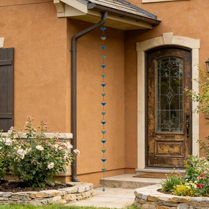 dreamysoul Rain Chains for Outside, 10 FT Lotus Decorative Rain Catcher Chains with 16 Cups, Replacement for Downspout Gutters, Eaves, Drainage