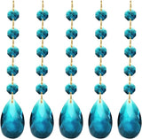 PATIKIL Teardrop Crystal Chandelier Pendants Beads, 5 Pack 135mm Length 38mm Chandelier Prisms Parts Ornaments Hanging Beads for DIY Arts Crafts Decoration, Sky Blue