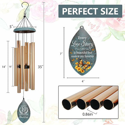 ASTARIN Personalized 20th 50th Anniversary Wind Chime, Happy Anniversary Wedding Valentine's Day Gift for Wife Husband Men Women Sister, Golden Anni Keepsake for Parents Couples(Produced in USA)
