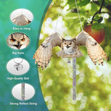 Owls to Keep Birds Away: 2Pcs Fake Owls with Reflective Tape for Garden Patio Tree, Bird Scare Reflective Hanging Decoration to Keep Birds Pigeon from Windows Tree Garden