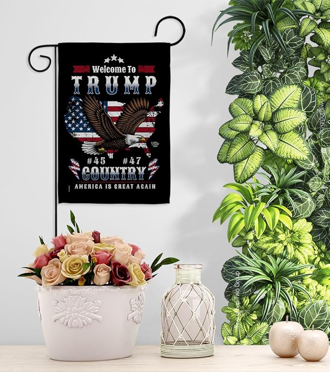 Welcome to Trump Country Flag Yard Sign Wall Hanging Decor Home Poster Rally Shooting MAGA Vance 2024 Political Poster Lawn Garden Outdoor Patriotic Patio Decoration Republican Gift Made in USA