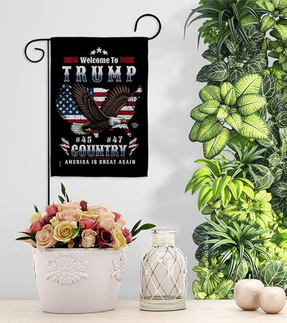 Welcome to Trump Country Flag Yard Sign Wall Hanging Decor Home Poster Rally Shooting MAGA Vance 2024 Political Poster Lawn Garden Outdoor Patriotic Patio Decoration Republican Gift Made in USA