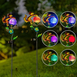 2 Pack Solar Pathway Lights Outdoor, Squirrel Solar Garden Lights, Waterproof Colorful Global Landscape Lighting, Decorative Garden Decor Gifts for Mom, Women