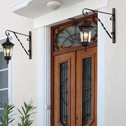 AMAGABELI GARDEN & HOME 2 Pack Hanging Plant Brackets Outdoor 12" Metal Fence Wall Plant Hanger Hooks for Hanging Flower Baskets Bird Feeders Lanterns Wind Chimes Rust-Resistant Black