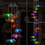 Bat Solar Lights Wind Chimes for Outside Garden Decoration, Color Changing Halloween Lights Wind Chimes with Pumpkin Bells, Bat Solar Chimes Outdoor Waterproof for Garden Patio Yard Porch Party Decor