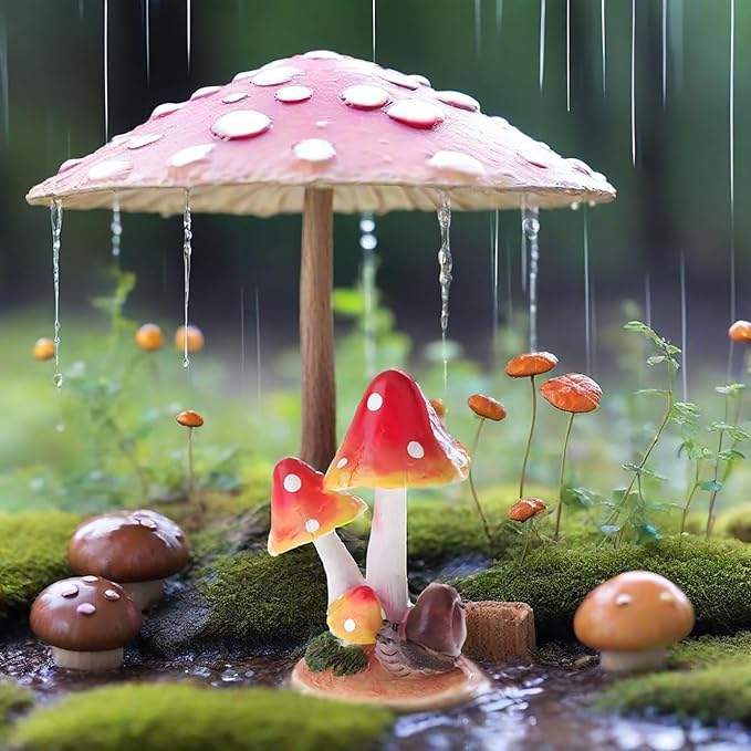 MUAMAX Miniature Mushrooms Snail Fairy Garden Mushroom Fairy Garden Accessories Small Mushroom Figurine Bonsai Craft Decro Micro Landscape Ornaments