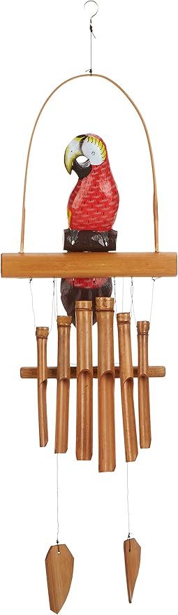 Woodstock Chimes Asli Arts Collection, Parrot Bamboo Chime, 36'' Bamboo Wind Chimes for Outdoor, Patio, Home or Garden Décor (CPA437)