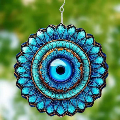 Metal Wind Spinners Outdoor Hanging Wind Spinner for Yard and Garden Decor for Outside,12In 3D Stainless Steel Evil Eye Wind Chime Christmas of Gifts for Women Mom