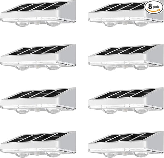 NIORSUN Solar Fence Lights,8 Pack Solars Deck Light,Warm White Color,Outdoor Bulb Waterproof Led IP65,Power Patio Lamp with Lenses for Outside/Backyard/Railing/Yard（White）