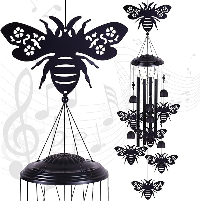 Bees Wind Chimes Outdoor Decoration, Mobile Wind Catcher, Retro Bee Wind Bells, Memorial Wind Chime, Blessing Windchime for Home, Balcony, Yard, Room, Xmas, Party, Indoor, Garden Decor, Gifts for Mom