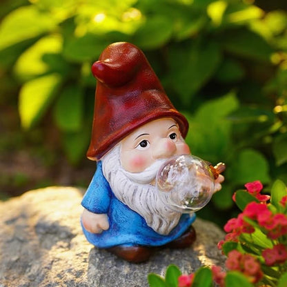 Garden Gnome Statue Solar Light Outdoor Decorations Gnome Figurine Light for Outdoor Patio Balcony Yard Porch Lawn for Women Mom Grandma Family Friend 6.10" D x 4.33" W x 7.09" H