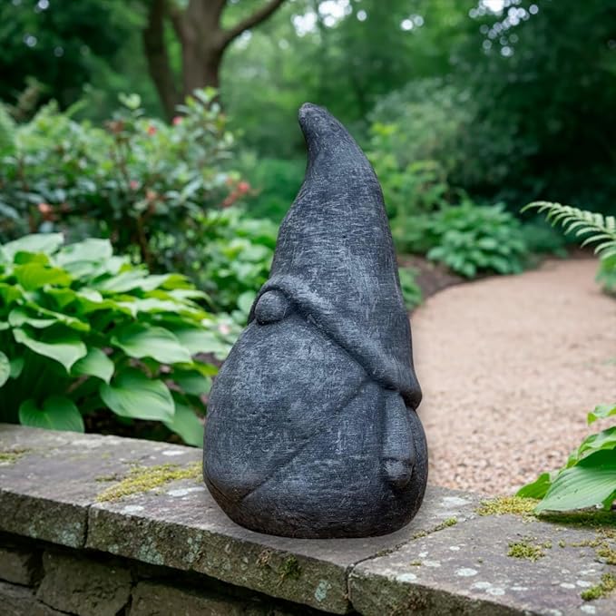 OLOMA Traditional Garden Gnome Statue Outdoor Decor Heavy Stone Sculpture with Protective Resin Coating Weather Resistant Classic Garden Accent for Yard Patio Landscape