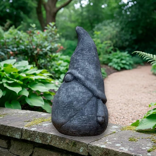 OLOMA Traditional Garden Gnome Statue Outdoor Decor Heavy Stone Sculpture with Protective Resin Coating Weather Resistant Classic Garden Accent for Yard Patio Landscape