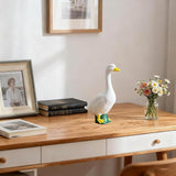 7 Inch White Goose Statue Resin Figurine Lifelike Desktop Animal Ornament for Home Garden Outdoor Decor, Perfect for Porch Lawn Patio Backyard Farm Theme Decoration, Collectible Craft Sculpture