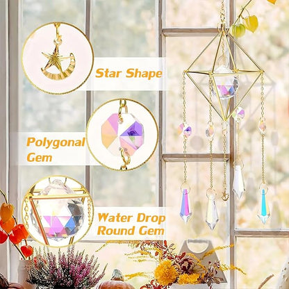 Sun Catchers with Crystals Hanging Crystals Prisms Suncatcher Crystal Suncatchers Hanging Wind Pendant for Window Garden Home (Type-B)