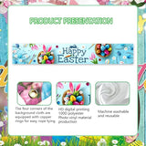 Happy Easter Banner 120" x 20" Outdoor Party Supplies Backdrop Bunny Eggs tulip Easter Banners for Home Decor Outside Indoor Garden Fence Garage Balcony Porch Tree Front Door Decorations