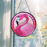 Flamingo Stained Glass Window Hanging 7.87inch Bird Light Sun Catcher Gifts for Women Wall Decor Handmade Flamingo SunCatcher Decoration for Garden Home Decor