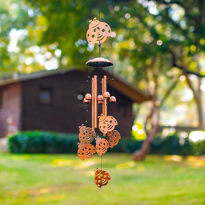 Ladybug Wind Chimes for Outside,Ladybug Gifts for Women Men/Memorial Gifts/Birthday Gift Metal windchimes Outdoors/Indoors,Garden Decor,Patio,Home,Porch,Yard Decorations